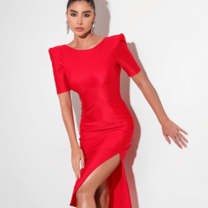 Red Fitted Midi Dress