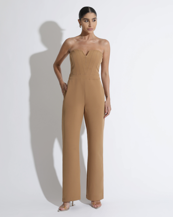 Camel Strapless Jumpsuit